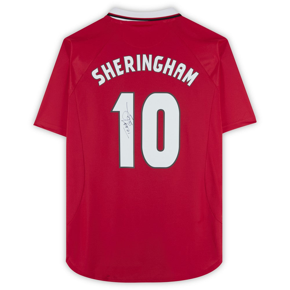 Teddy Sheringham Manchester United Autographed 1999 Red UEFA Champions League Home Jersey Icons