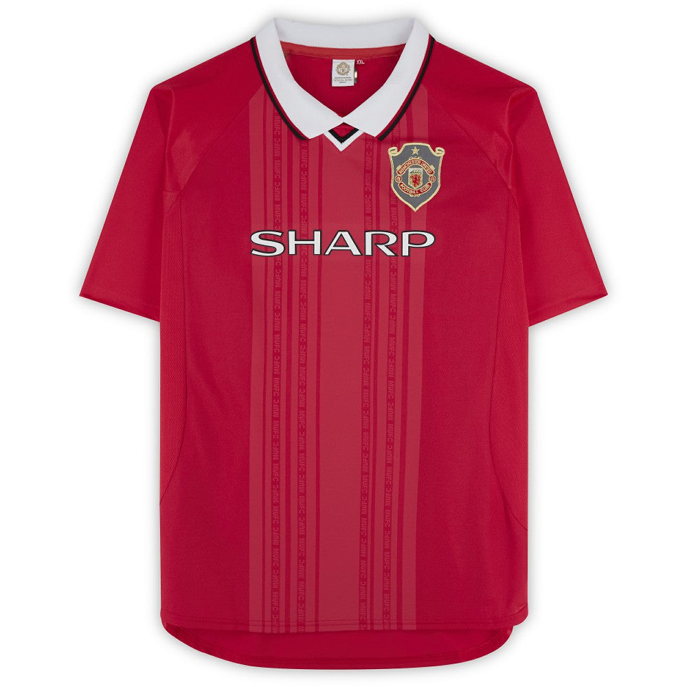 Teddy Sheringham Manchester United Autographed 1999 Red UEFA Champions League Home Jersey Icons