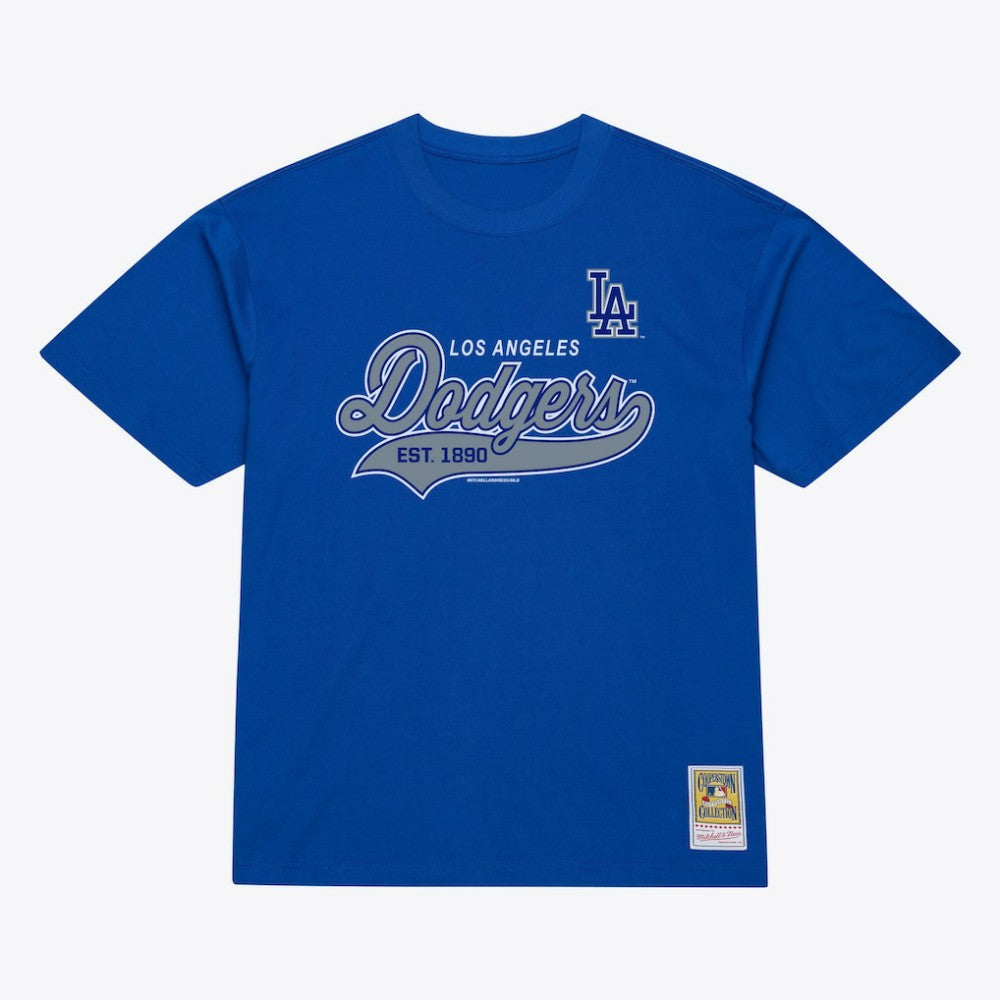 Los Angeles Dodgers Mitchell & Ness Script Sweep Arch T-Shirt - Royal T-shirts