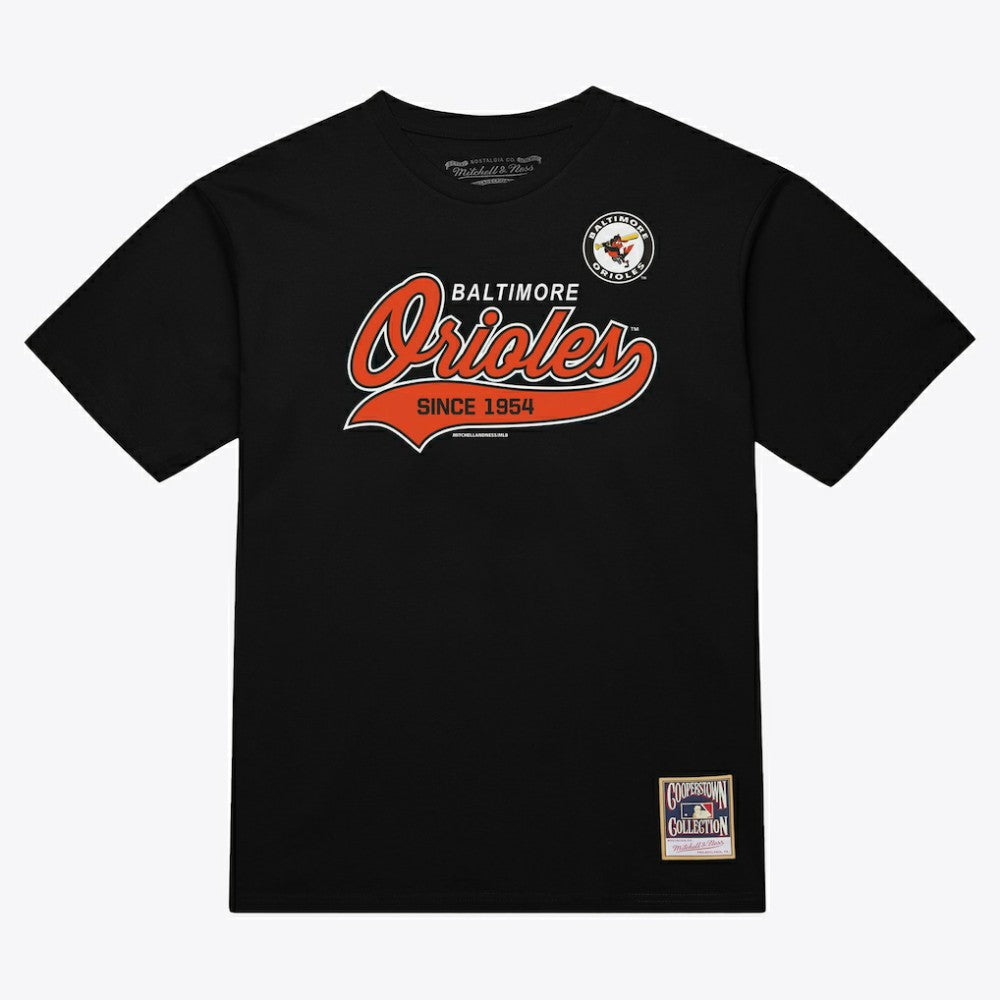 Baltimore Orioles Mitchell & Ness Script Sweep Arch T-Shirt - Black T-shirts