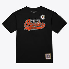 Baltimore Orioles Mitchell & Ness Script Sweep Arch T-Shirt - Black T-shirts