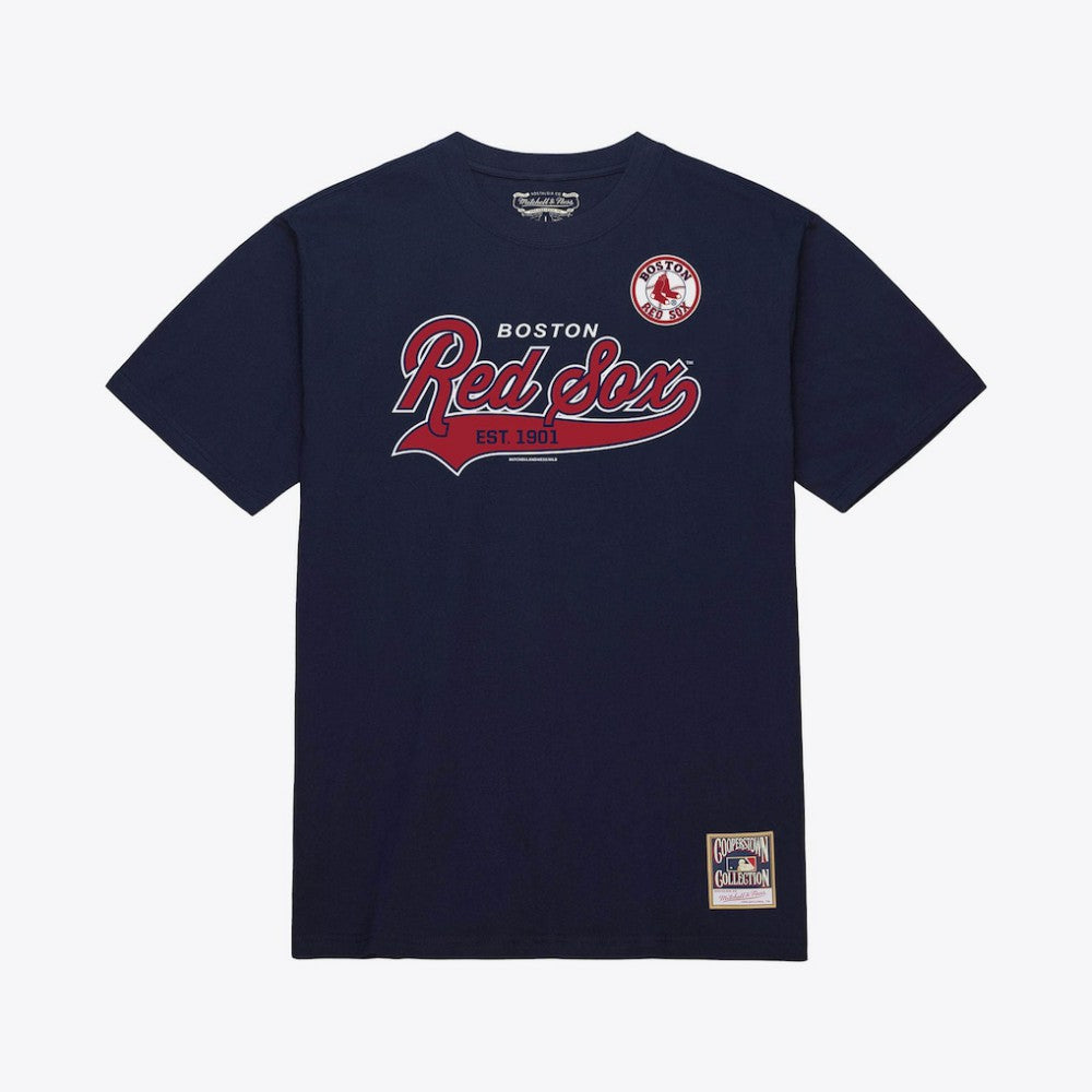 Boston Red Sox Mitchell & Ness Script Sweep Arch T-Shirt - Navy T-shirts