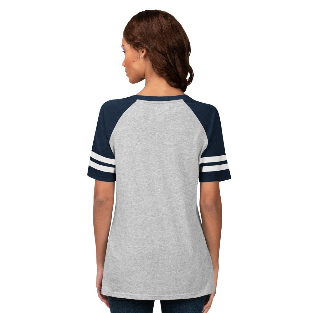 Milwaukee Brewers G-III 4Her by Carl Banks Women's Goal Line Raglan V-Neck T-Shirt - Heather Gray T-shirts