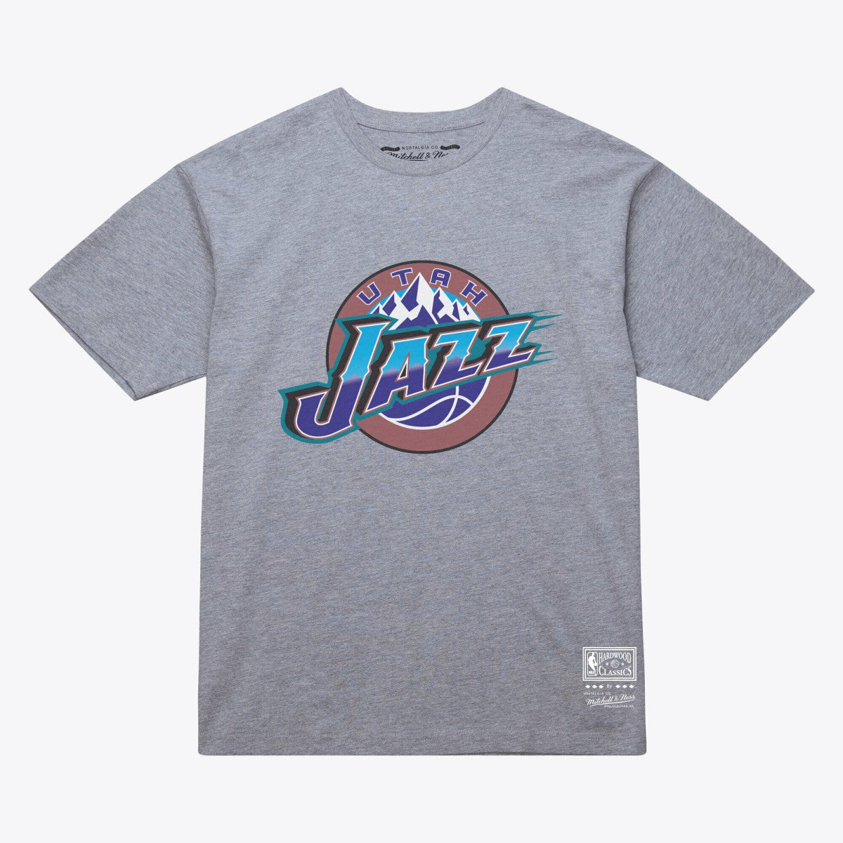 Utah Jazz Unisex Hardwood Classics Arch T-Shirt Heather Gray