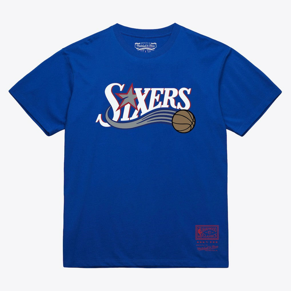 Philadelphia 76ers Unisex Hardwood Classics Arch T-Shirt Royal