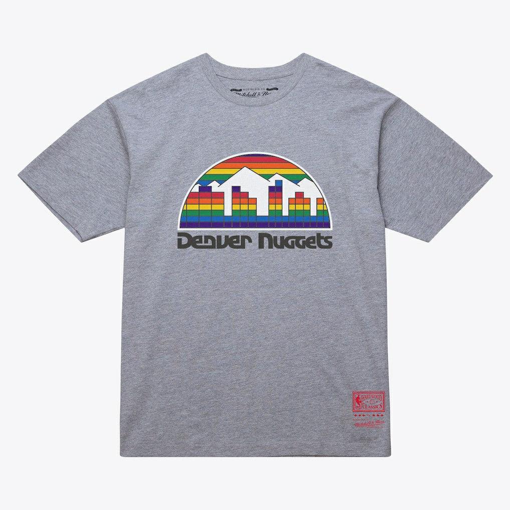 Denver Nuggets Unisex Hardwood Classics Arch T-Shirt Heather Gray