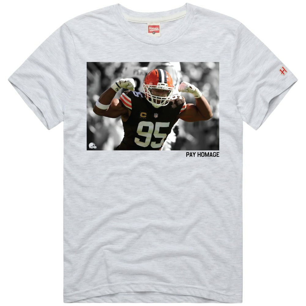 Myles Garrett Cleveland Browns Homage Unisex Player Graphic Tri-Blend T-Shirt Ash