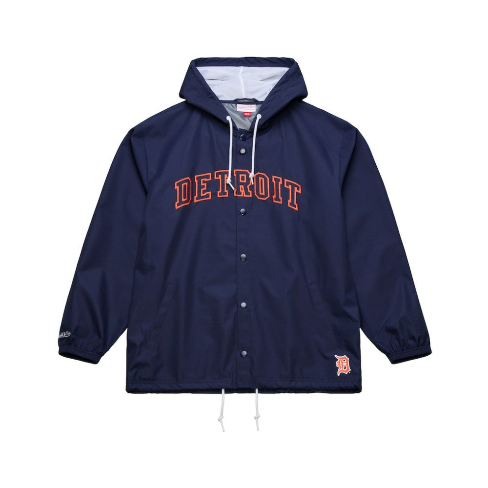 Detroit Tigers Mitchell & Ness Full-Snap Hooded Coaches Jacket - Navy Jackets