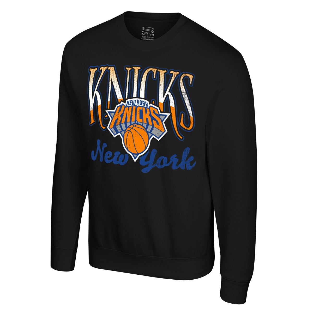 New York Knicks Stadium Essentials Unisex Sky High Fleece Sweatshirt Black