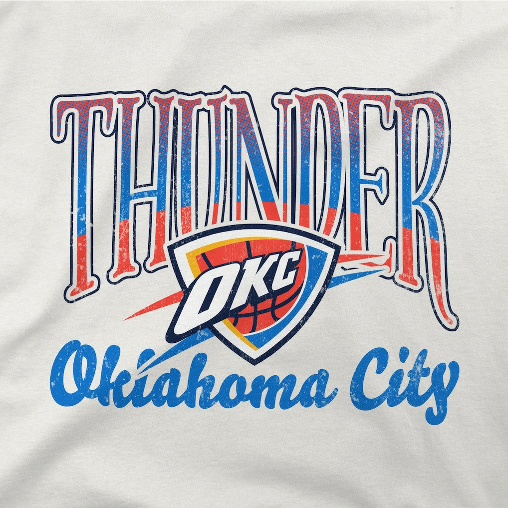 Oklahoma City Thunder Stadium Essentials Unisex Sky High Fleece Sweatshirt Oatmeal