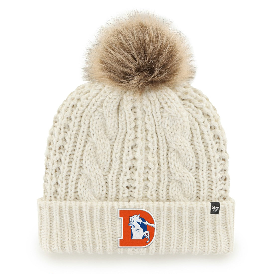 Denver Broncos '47 Women's Meeko Cuffed Knit Hat with Pom White
