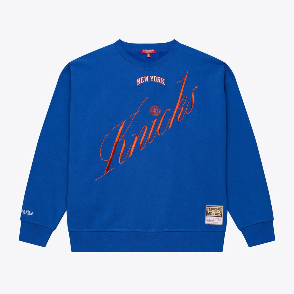 New York Knicks Women's Hardwood Classics Script Lightweight Sweatshirt Royal