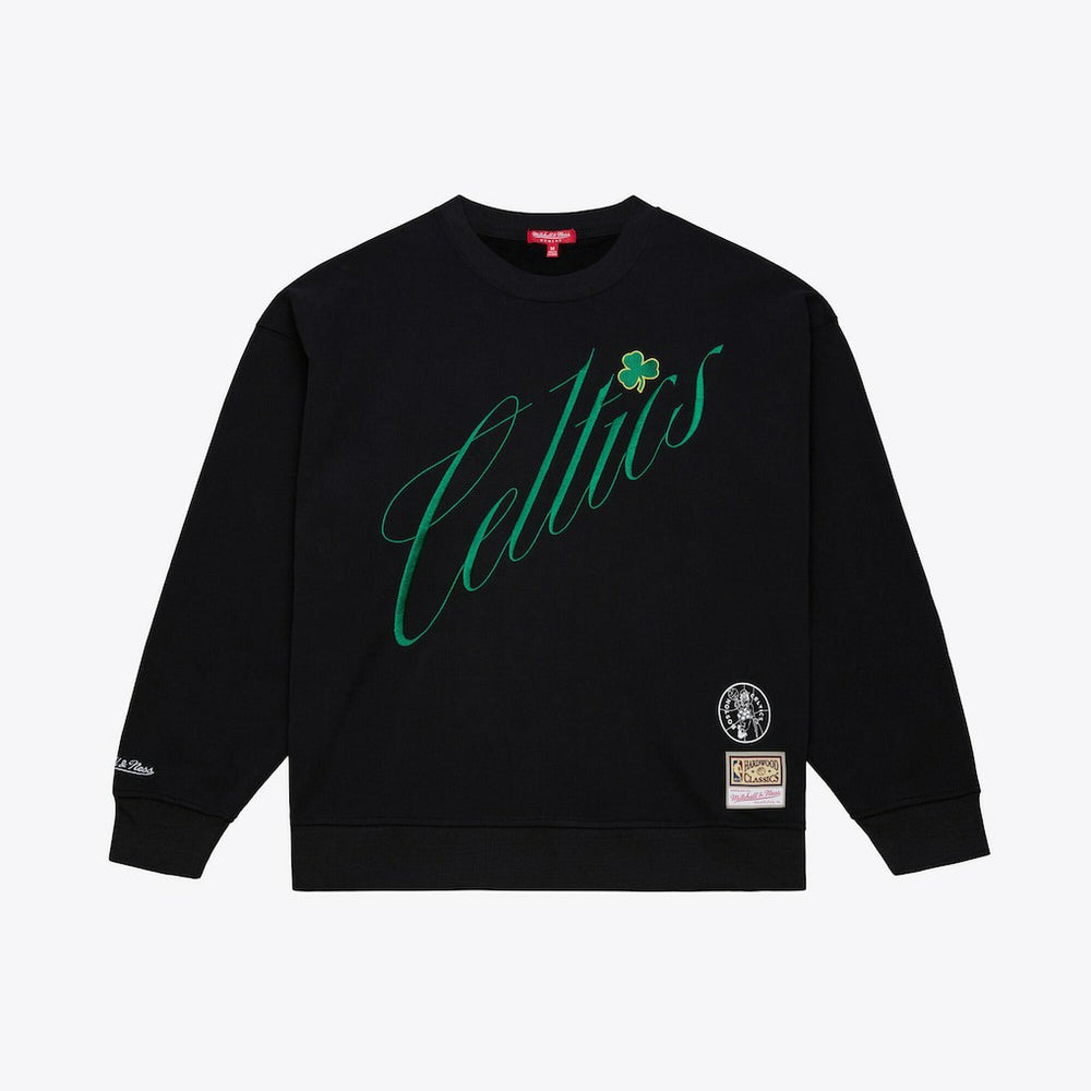 Boston Celtics Women's Hardwood Classics Script Lightweight Sweatshirt Black