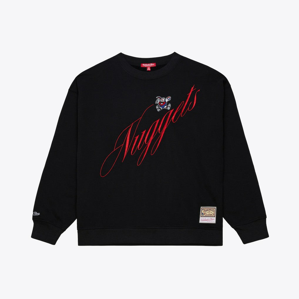 Denver Nuggets Women's Hardwood Classics Script Lightweight Sweatshirt Black