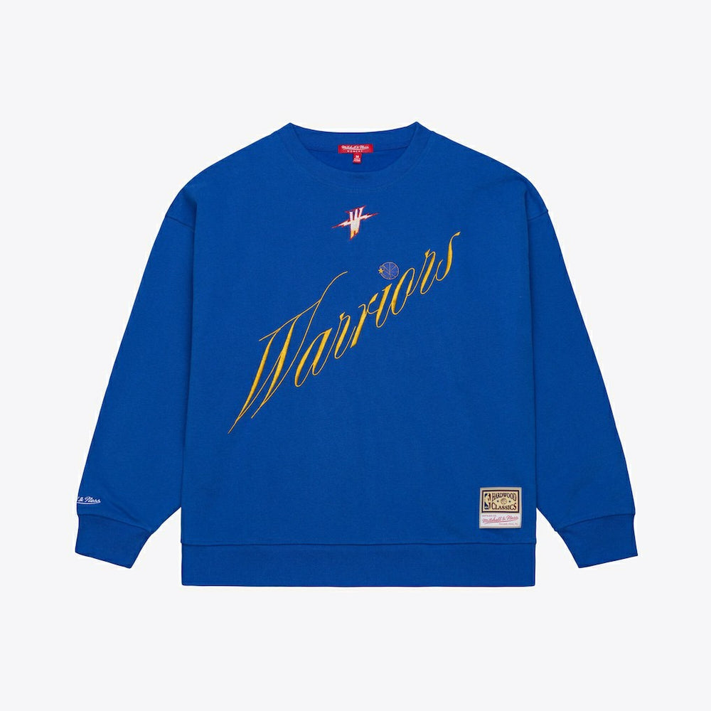 Golden State Warriors Women's Hardwood Classics Script Lightweight Sweatshirt Royal