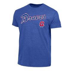 Atlanta Braves Champion Cooperstown Wordmark Lockup Tri-Blend T-Shirt - Royal T-shirts