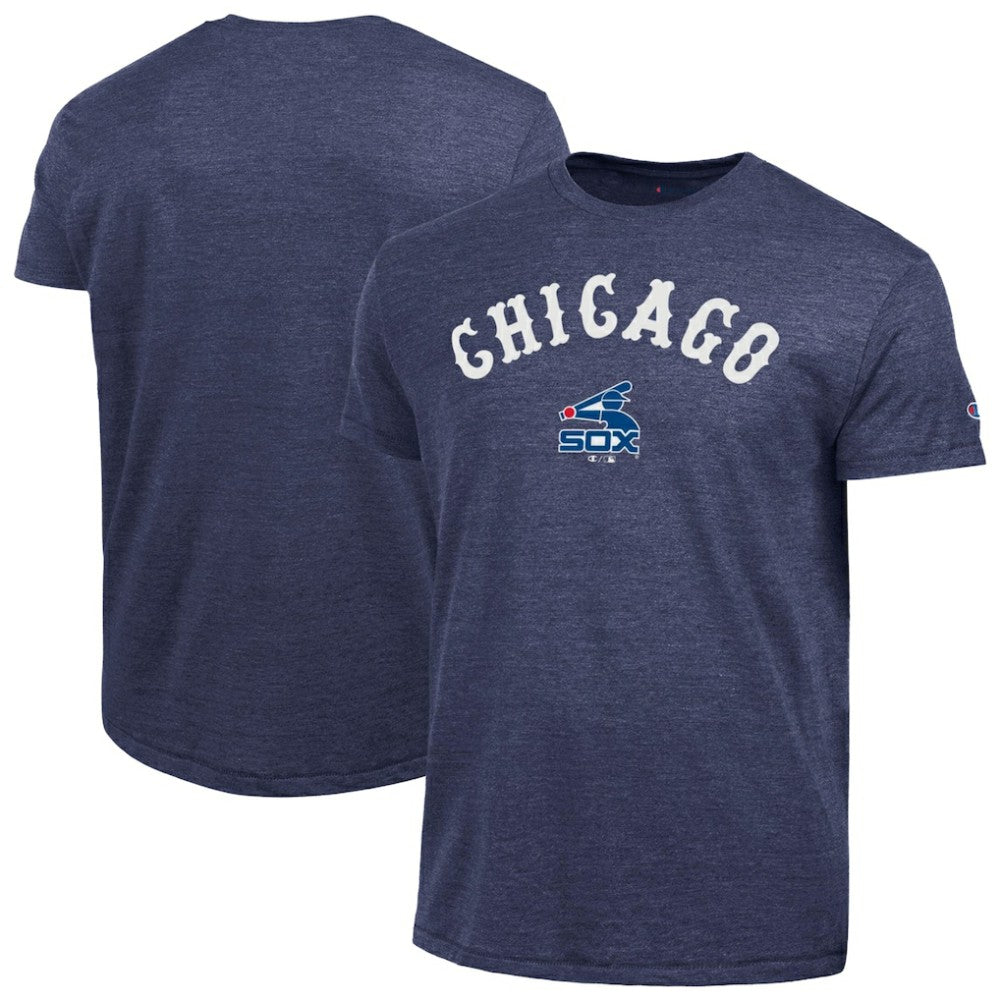 Chicago White Sox Champion Cooperstown Wordmark Lockup Tri-Blend T-Shirt - Navy T-shirts