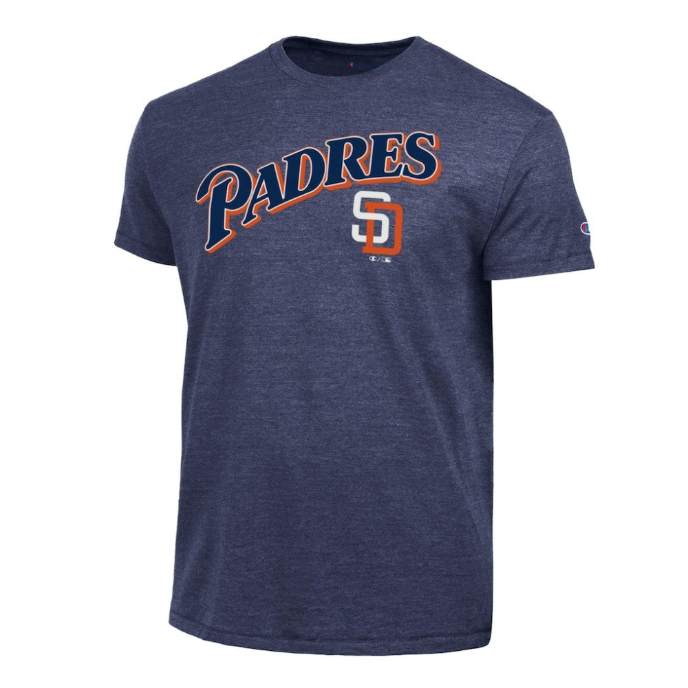 San Diego Padres Champion Cooperstown Wordmark Lockup Tri-Blend T-Shirt - Navy T-shirts