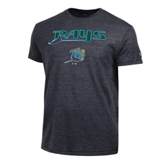 Tampa Bay Rays Champion Cooperstown Wordmark Lockup Tri-Blend T-Shirt - Black T-shirts