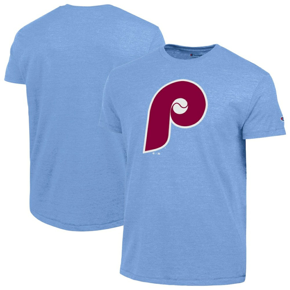 Philadelphia Phillies Champion Cooperstown Logo Tri-Blend T-Shirt - Light Blue T-shirts