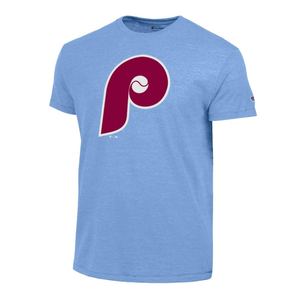 Philadelphia Phillies Champion Cooperstown Logo Tri-Blend T-Shirt - Light Blue T-shirts