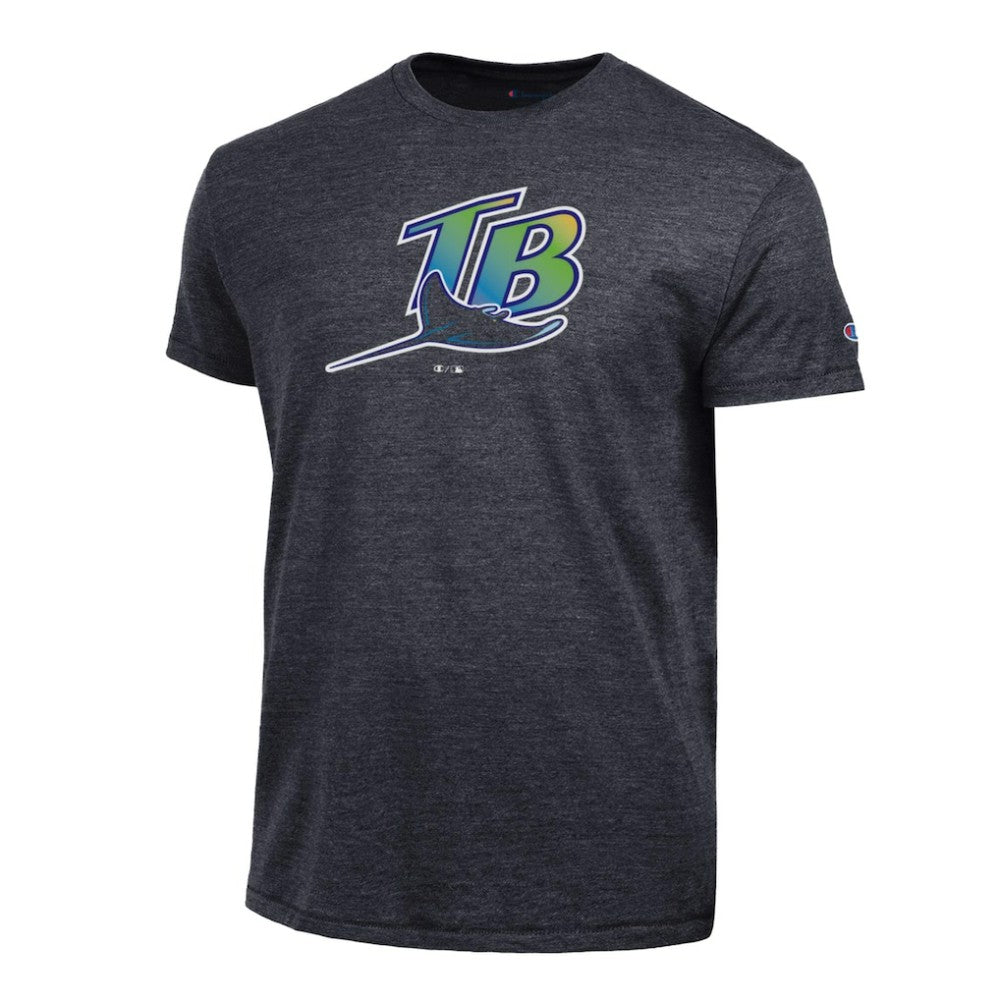 Tampa Bay Rays Champion Cooperstown Logo Tri-Blend T-Shirt - Black T-shirts