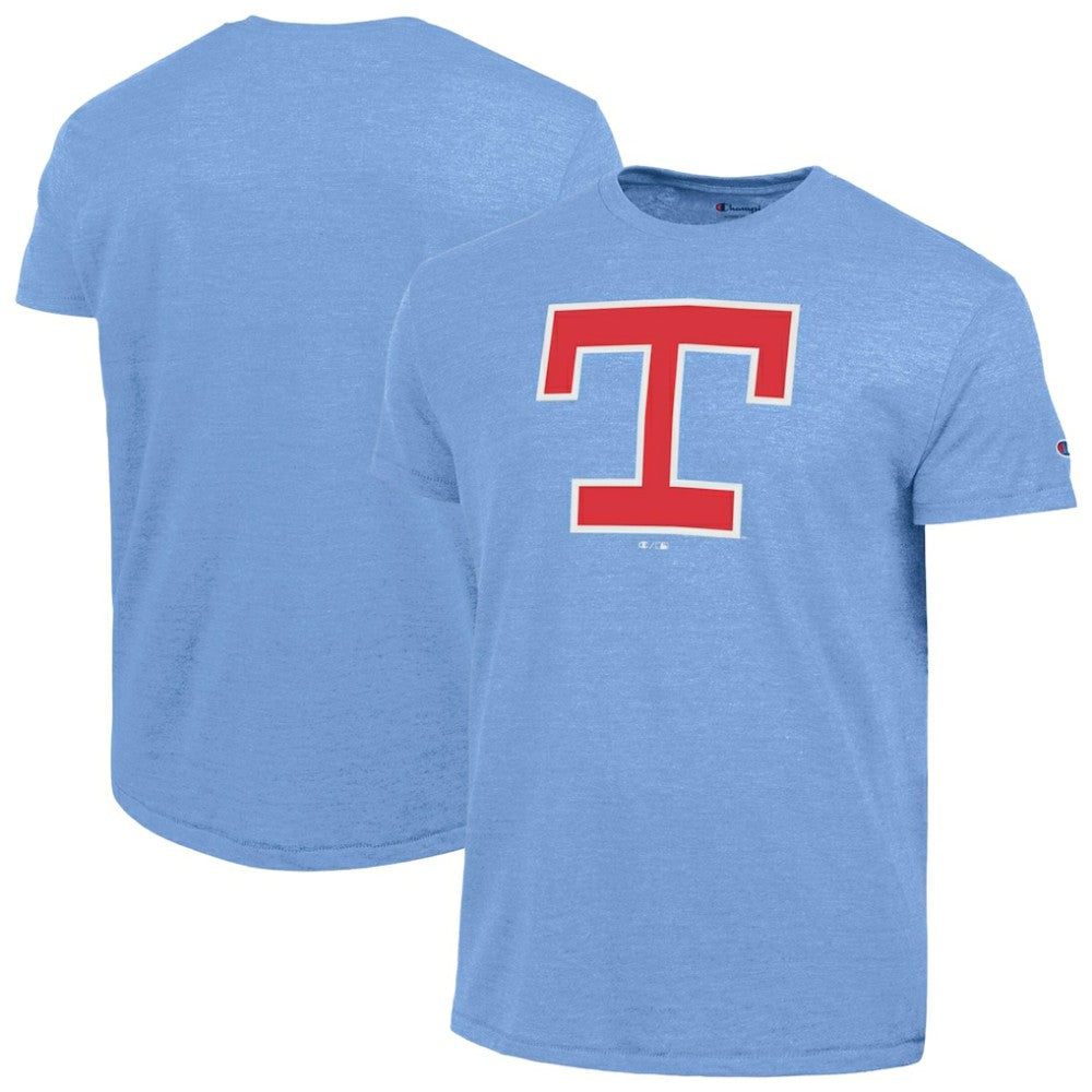 Texas Rangers Champion Cooperstown Logo Tri-Blend T-Shirt - Light Blue T-shirts