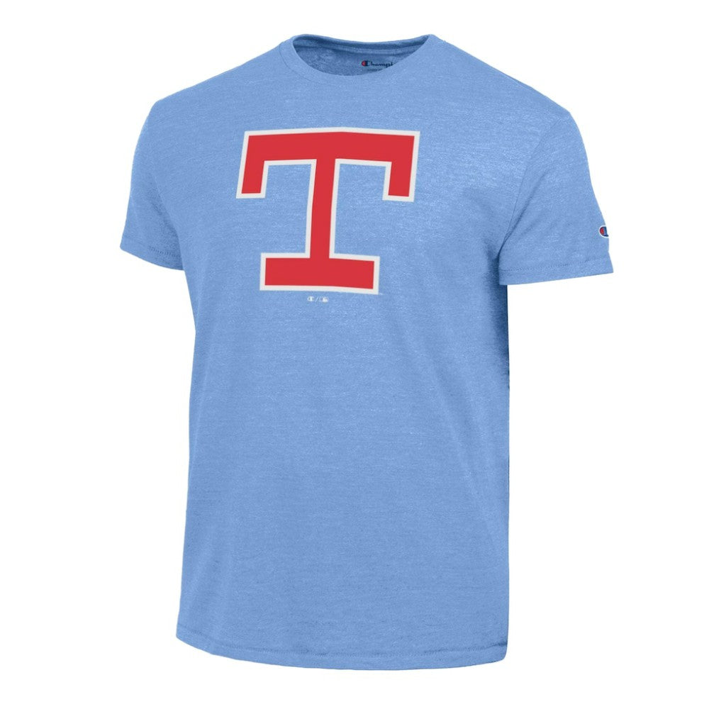Texas Rangers Champion Cooperstown Logo Tri-Blend T-Shirt - Light Blue T-shirts