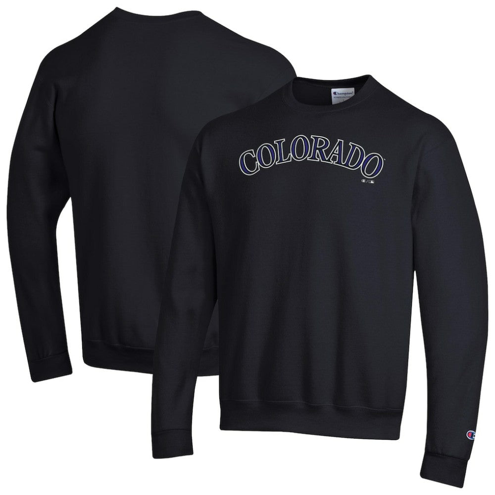 Colorado Rockies Champion Powerblend Wordmark Sweatshirt - Black Sweatshirts
