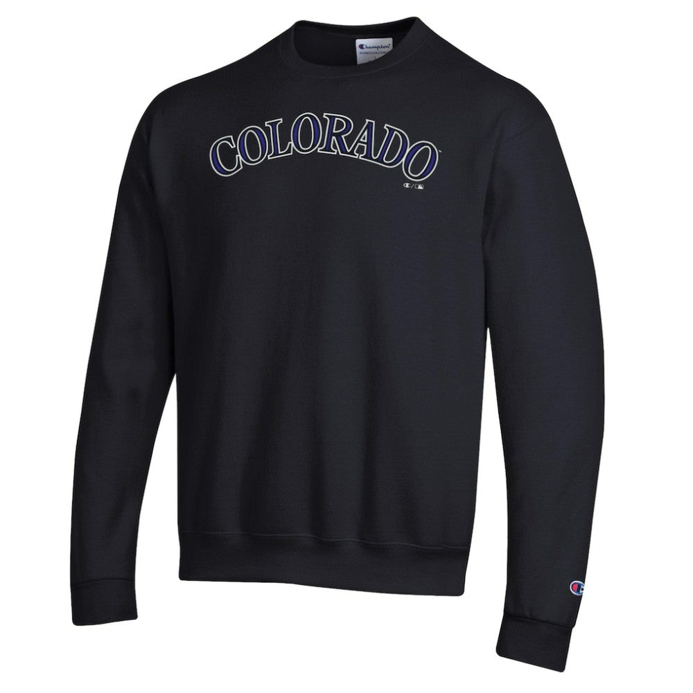 Colorado Rockies Champion Powerblend Wordmark Sweatshirt - Black Sweatshirts