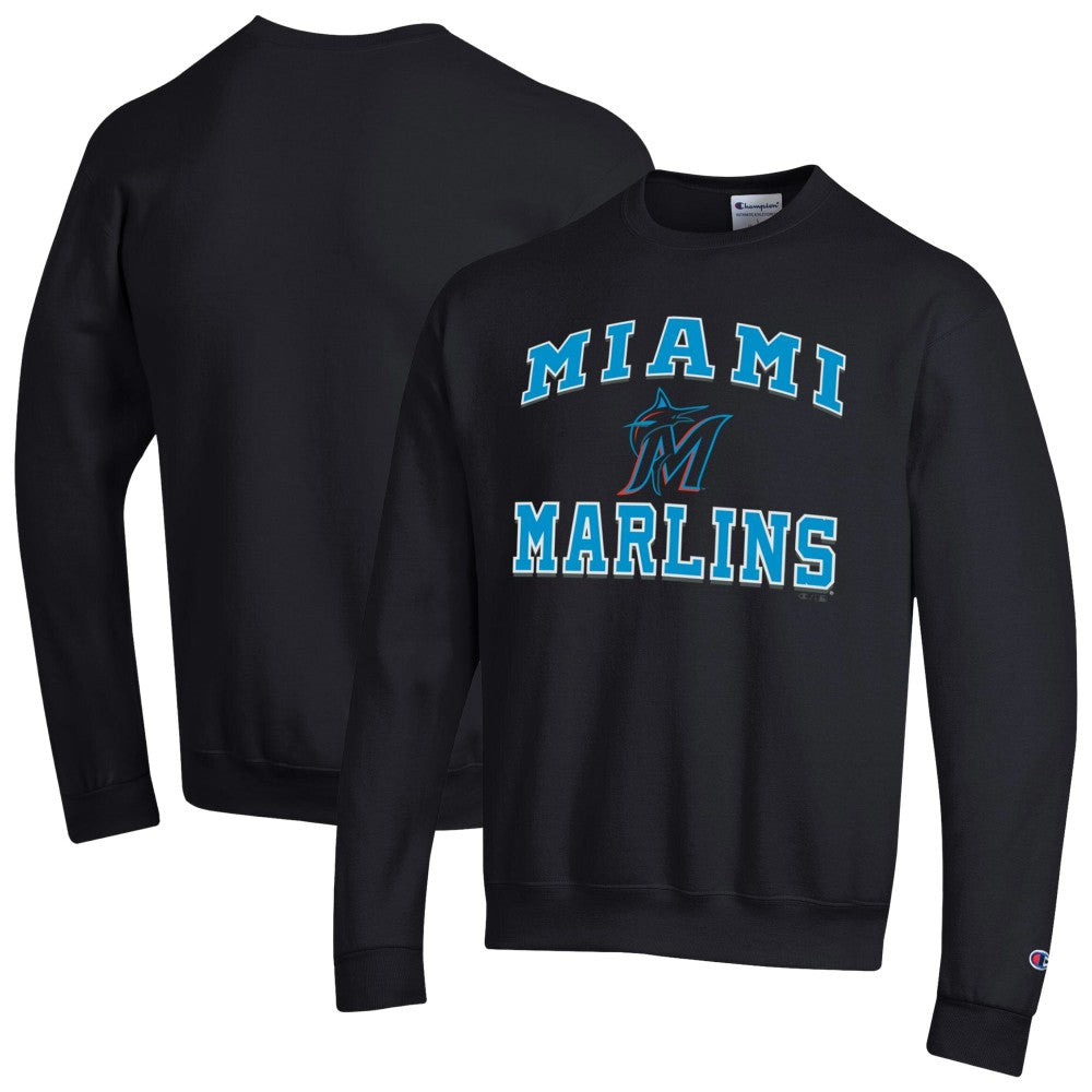 Miami Marlins Champion Heart & Soul Powerblend Sweatshirt - Black Sweatshirts