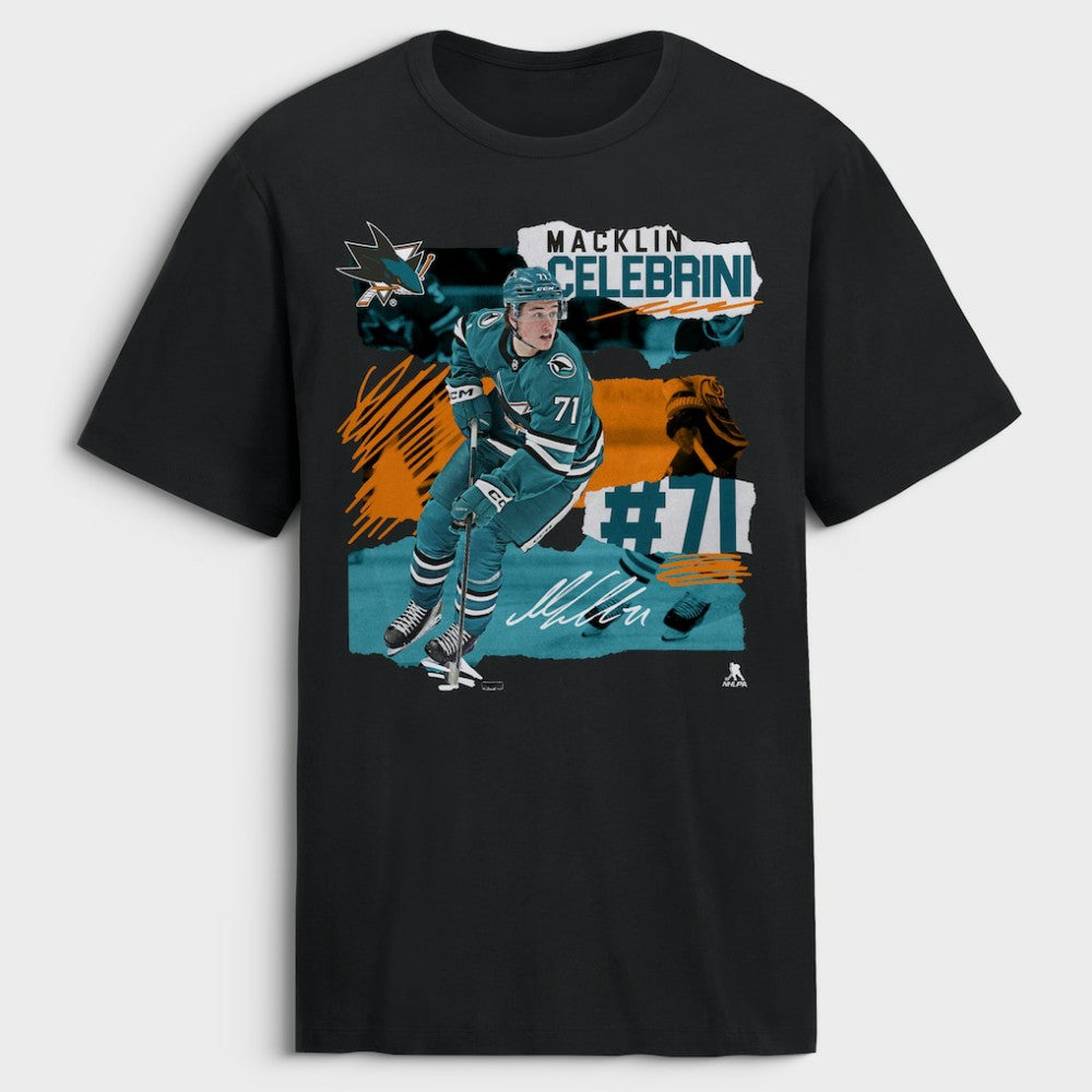 NHL Macklin Celebrini San Jose Sharks Fresh Ice T-Shirt - Black