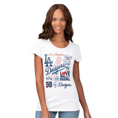 Los Angeles Dodgers G-III 4Her by Carl Banks Women's Endzone Collage T-Shirt - White T-shirts