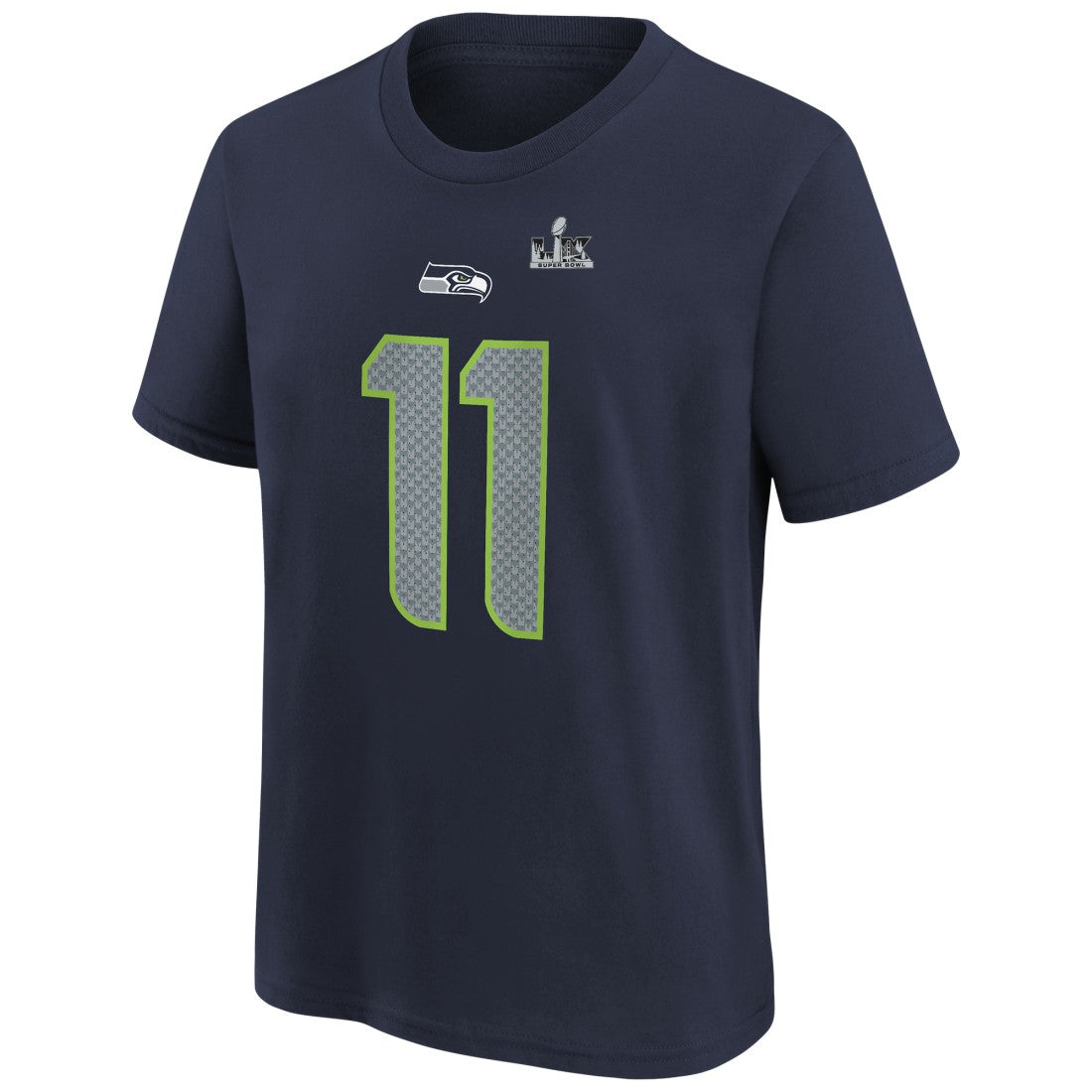 Jaxon Smith-Njigba Seattle Seahawks Youth Super Bowl LX Patch Name & Number T-Shirt College Navy