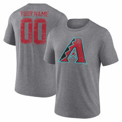 Arizona Diamondbacks Heritage Personalized Any Name & Number Tri-Blend T-Shirt - Gray T-shirts