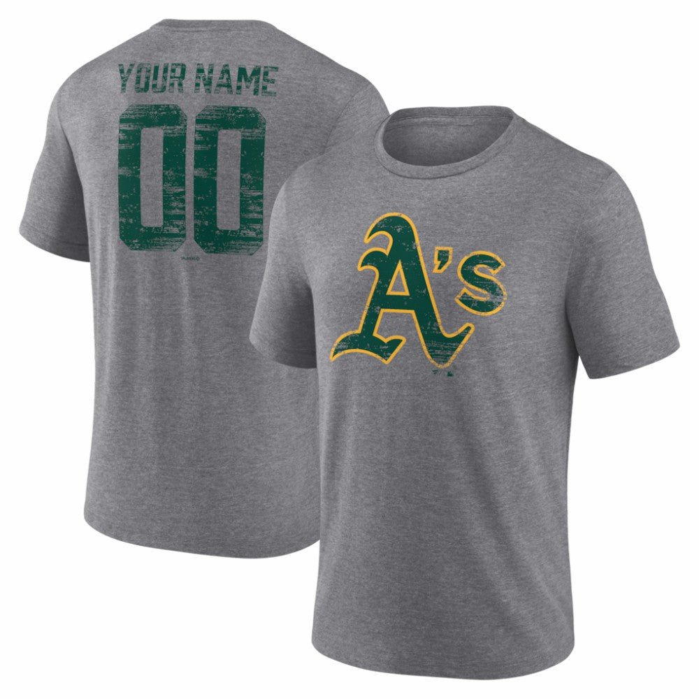 Athletics Heritage Personalized Any Name & Number Tri-Blend T-Shirt - Gray T-shirts