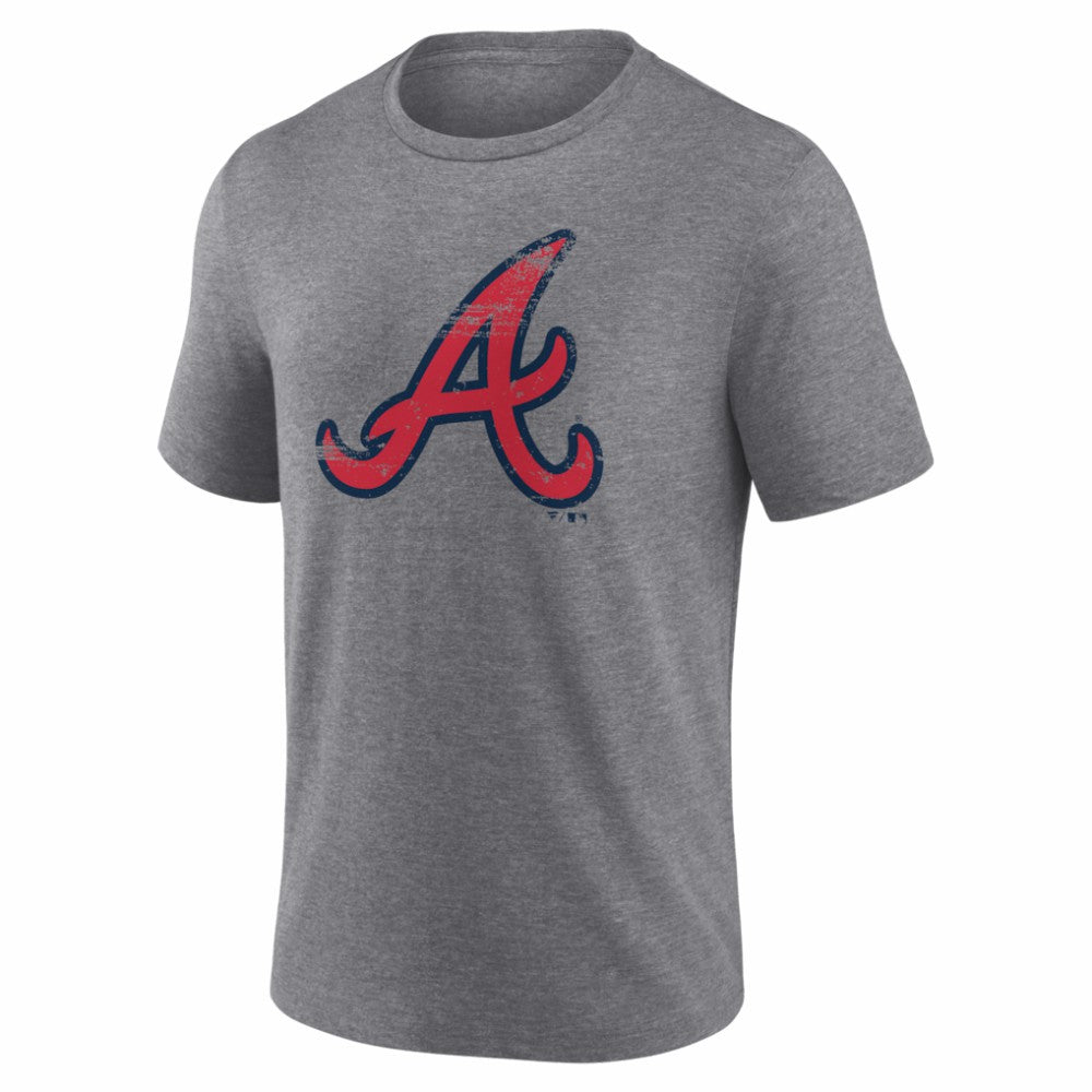 Atlanta Braves Heritage Personalized Any Name & Number Tri-Blend T-Shirt - Gray T-shirts