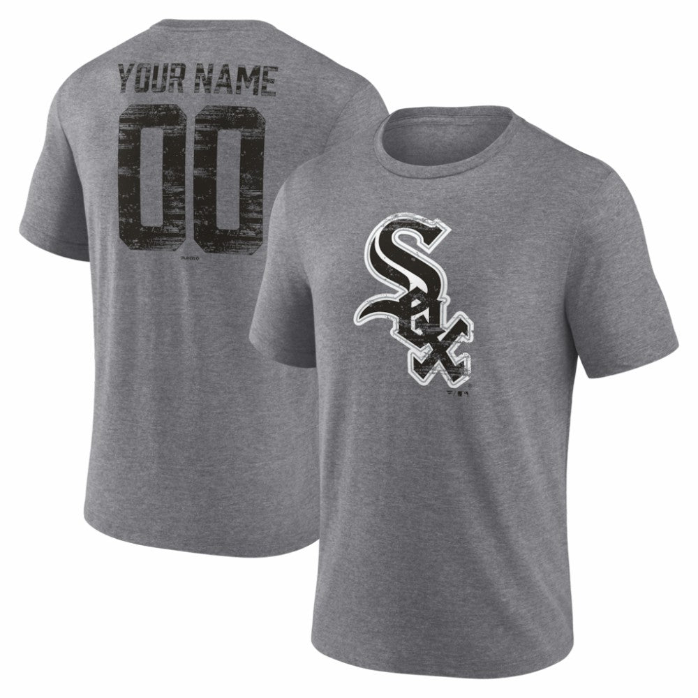 Chicago White Sox Heritage Personalized Any Name & Number Tri-Blend T-Shirt - Gray T-shirts