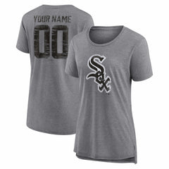 Chicago White Sox Women's Heritage Personalized Any Name & Number Tri-Blend T-Shirt - Gray T-shirts