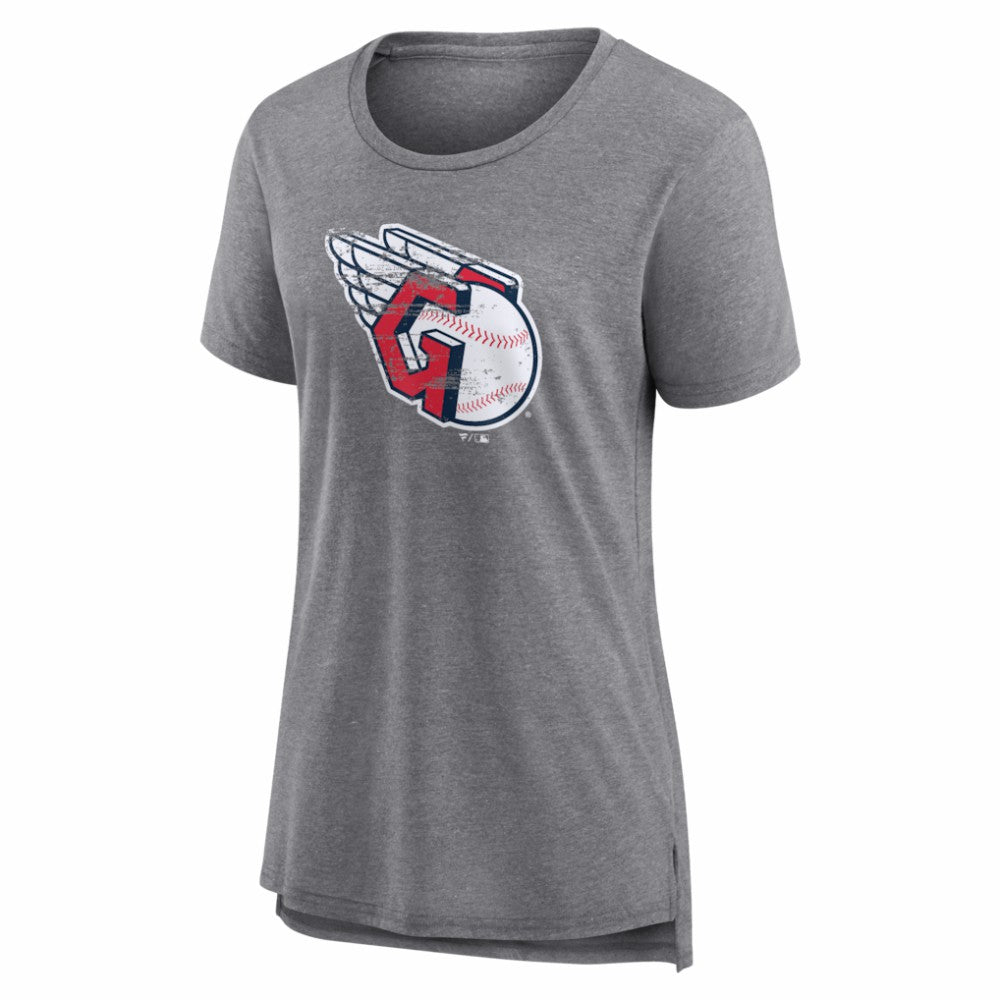 Cleveland Guardians Women's Heritage Personalized Any Name & Number Tri-Blend T-Shirt - Gray T-shirts