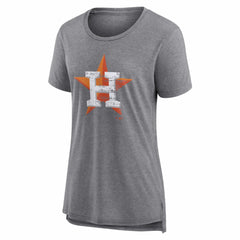 Houston Astros Women's Heritage Personalized Any Name & Number Tri-Blend T-Shirt - Gray T-shirts