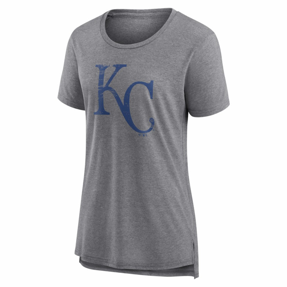 Kansas City Royals Women's Heritage Personalized Any Name & Number Tri-Blend T-Shirt - Gray T-shirts