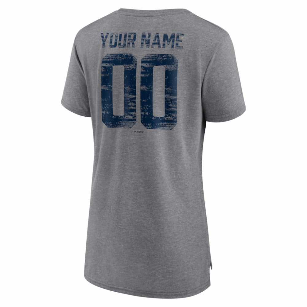 Minnesota Twins Women's Heritage Personalized Any Name & Number Tri-Blend T-Shirt - Gray T-shirts