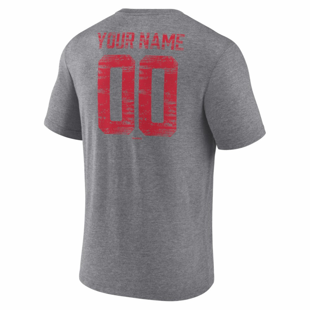 Philadelphia Phillies Heritage Personalized Any Name & Number Tri-Blend T-Shirt - Gray T-shirts