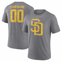 San Diego Padres Heritage Personalized Any Name & Number Tri-Blend T-Shirt - Gray T-shirts