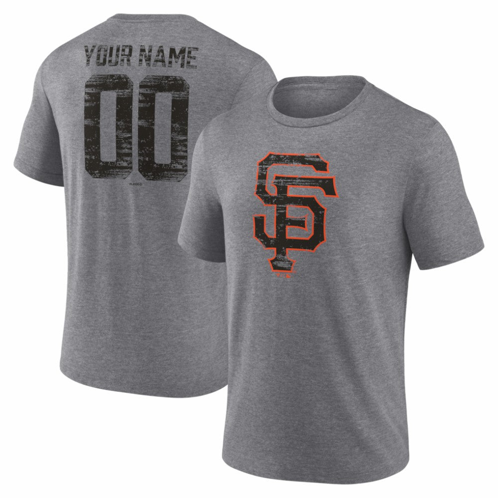 San Francisco Giants Heritage Personalized Any Name & Number Tri-Blend T-Shirt - Gray T-shirts