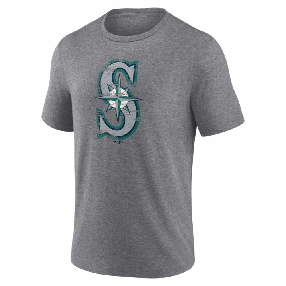 Seattle Mariners Heritage Personalized Any Name & Number Tri-Blend T-Shirt - Gray T-shirts