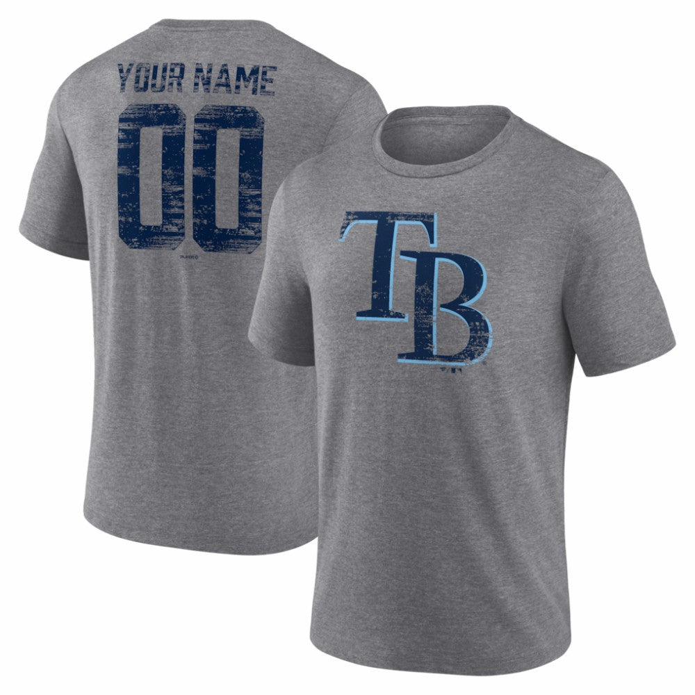 Tampa Bay Rays Heritage Personalized Any Name & Number Tri-Blend T-Shirt - Gray T-shirts