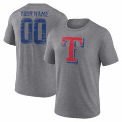 Texas Rangers Heritage Personalized Any Name & Number Tri-Blend T-Shirt - Gray T-shirts