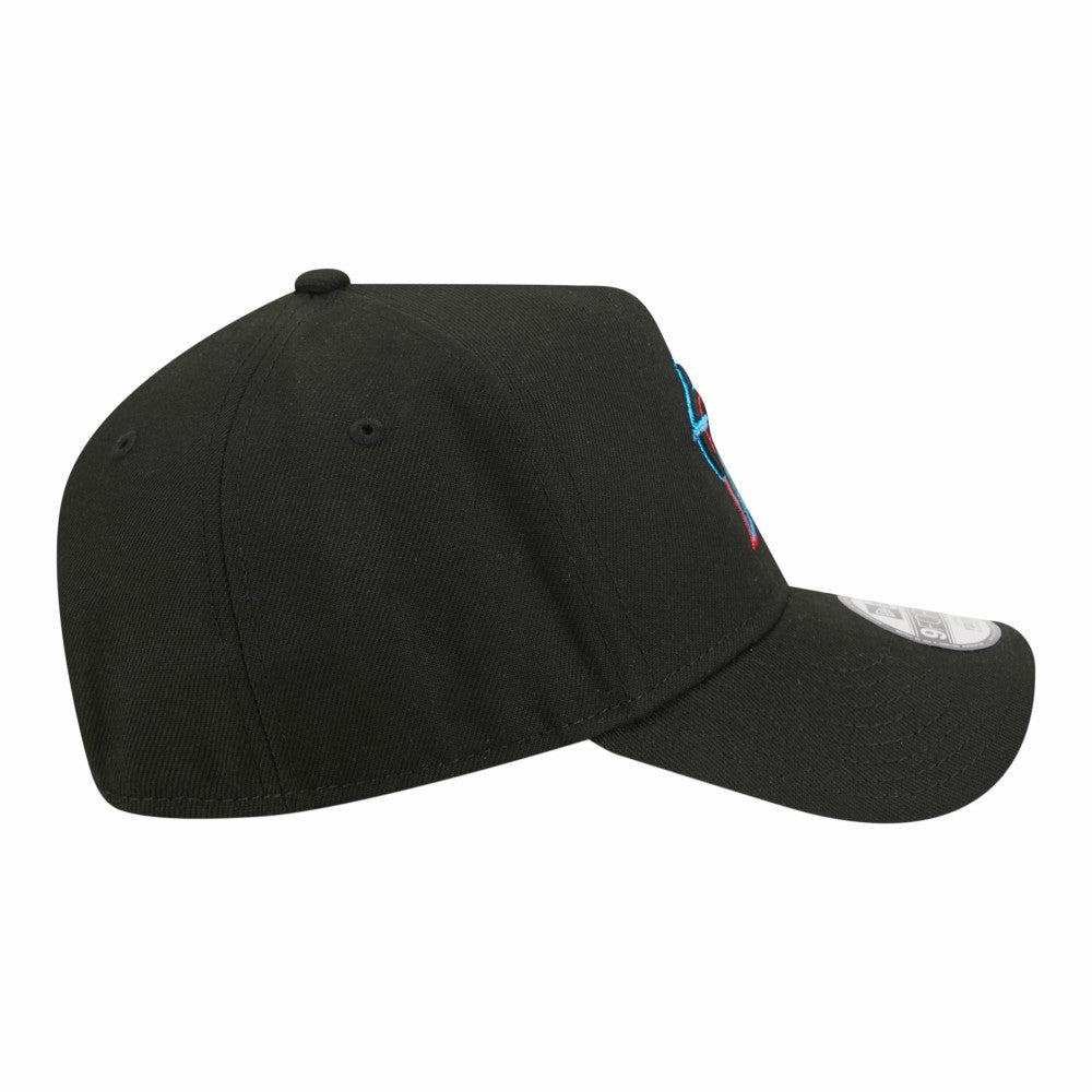 Miami Marlins New Era Youth 9FORTY A-Frame Adjustable Hat - Black Hats